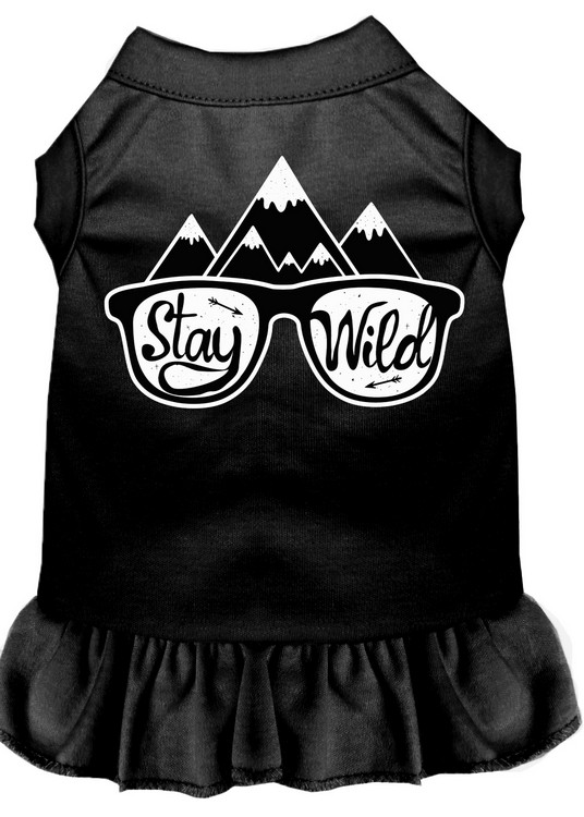 Stay Wild Screen Print Dog Dress Black XXXL